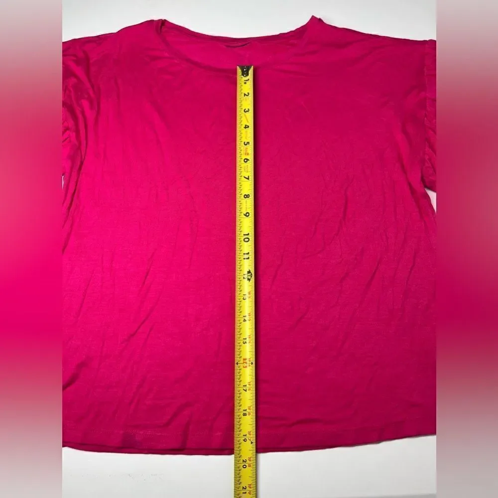 Viola Top Tee Shirt Rose Pink Ruffed Sleeve Bohemian Top Approximately size M